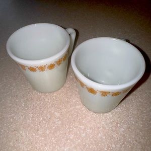 Set of 2 Vintage Pyrex Butterfly Gold Coffee Mugs